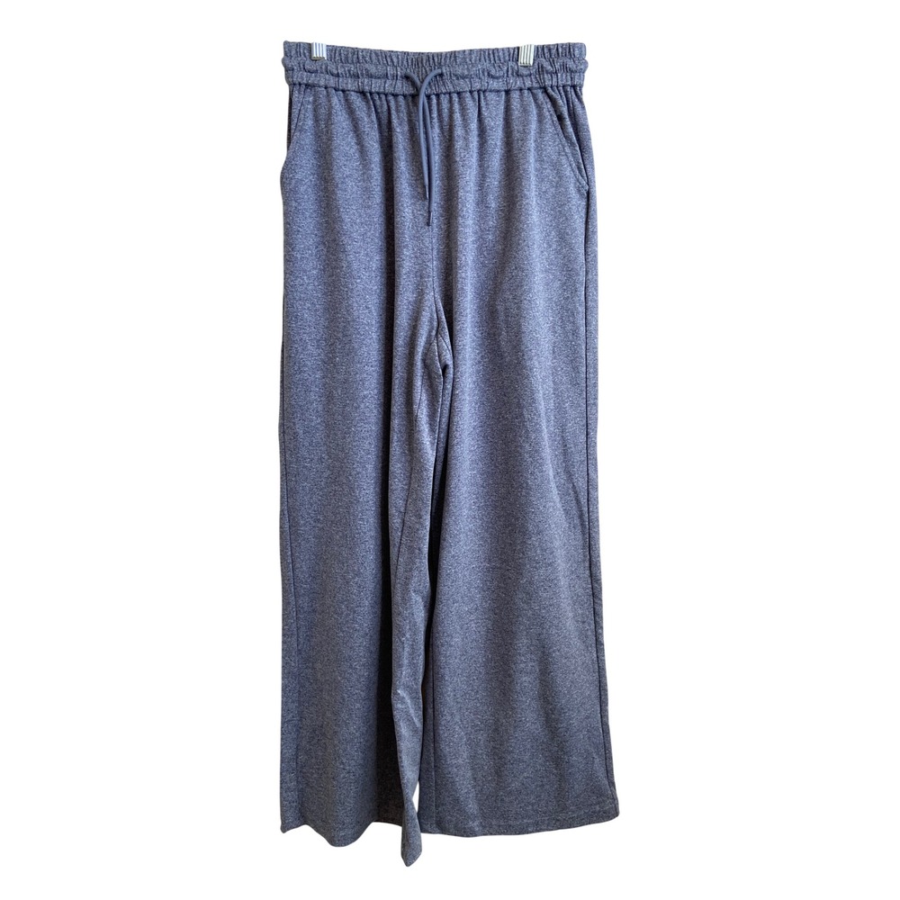 Halara Womens Wide Leg Lounge Pants Heathered Blue Gray High Waist Small NEW